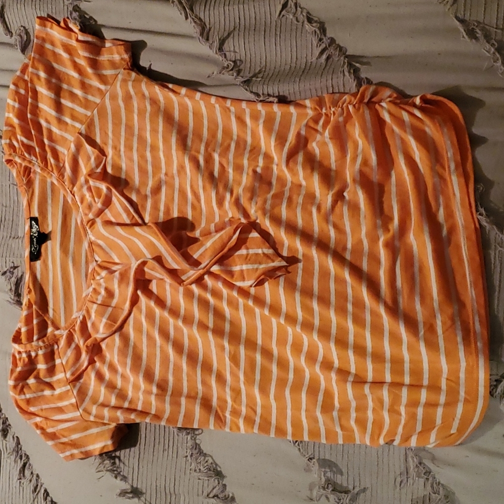 Orange and White Top